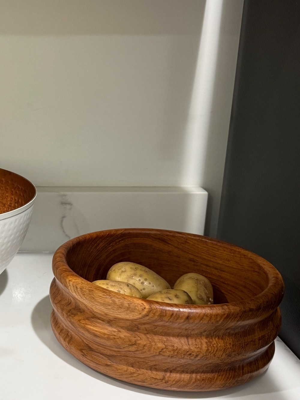 Handcrafted Wooden Bowl in Warm Walnut Tone